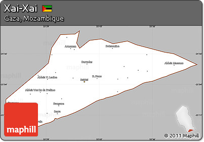 Gray Simple Map of Xai-Xai, cropped outside