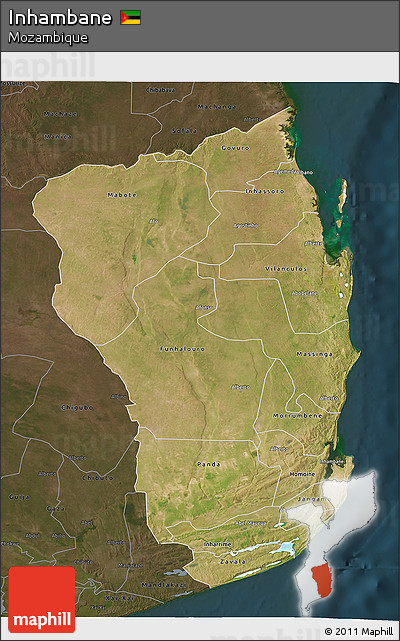 Satellite 3D Map of Inhambane, darken