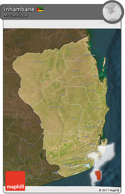 Satellite 3D Map of Inhambane, darken