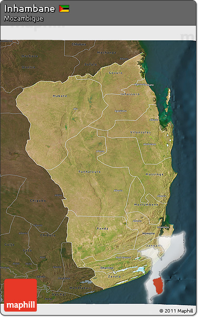Satellite 3D Map of Inhambane, darken
