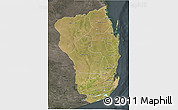 Satellite 3D Map of Inhambane, darken, semi-desaturated