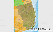 Satellite 3D Map of Inhambane, political shades outside