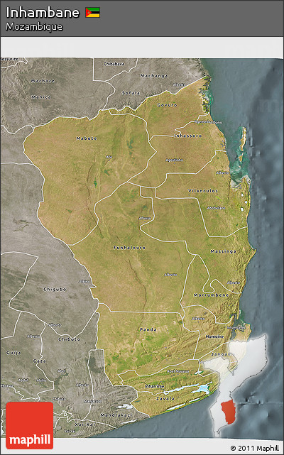 Satellite 3D Map of Inhambane, semi-desaturated
