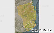 Satellite 3D Map of Inhambane, semi-desaturated