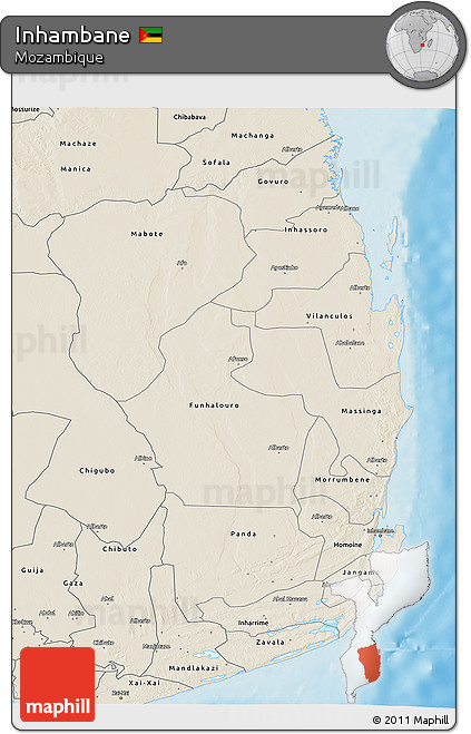 Shaded Relief 3D Map of Inhambane