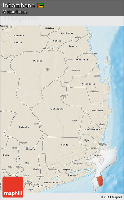 Shaded Relief 3D Map of Inhambane