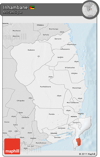 Silver Style 3D Map of Inhambane