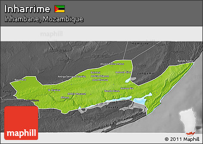 Physical 3D Map of Inharrime, darken, desaturated