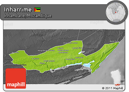 Physical 3D Map of Inharrime, darken, desaturated