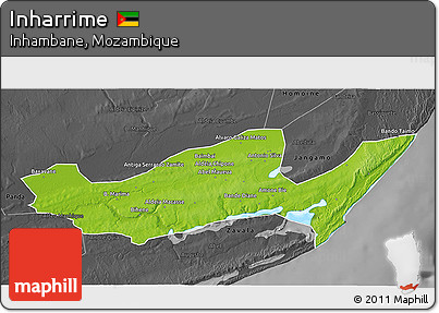 Physical 3D Map of Inharrime, darken, desaturated