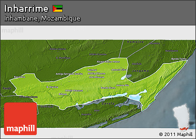 Physical 3D Map of Inharrime, darken