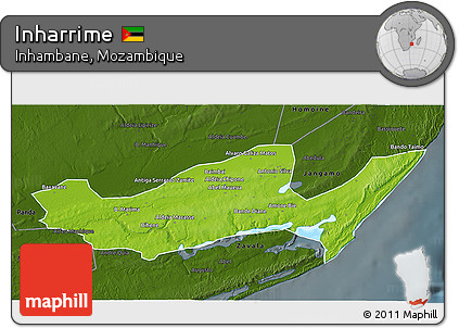 Physical 3D Map of Inharrime, darken