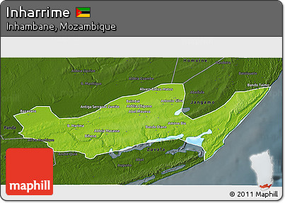 Physical 3D Map of Inharrime, darken