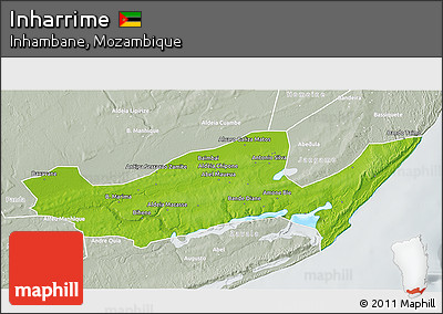 Physical 3D Map of Inharrime, lighten, semi-desaturated