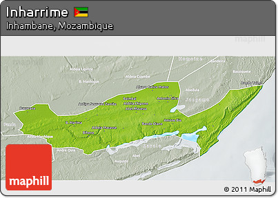 Physical 3D Map of Inharrime, lighten, semi-desaturated