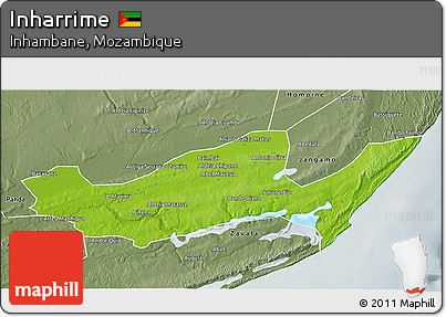 Physical 3D Map of Inharrime, semi-desaturated