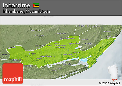 Physical 3D Map of Inharrime, semi-desaturated