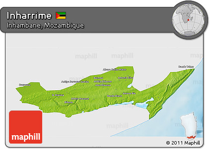 Physical 3D Map of Inharrime, single color outside