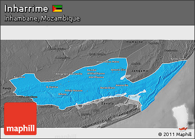 Political 3D Map of Inharrime, darken, desaturated