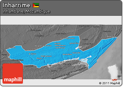 Political 3D Map of Inharrime, darken, desaturated