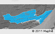 Political 3D Map of Inharrime, darken, desaturated
