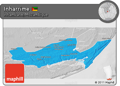 Political 3D Map of Inharrime, lighten, desaturated