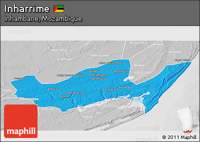 Political 3D Map of Inharrime, lighten, desaturated