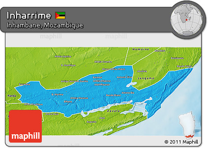Political 3D Map of Inharrime, physical outside