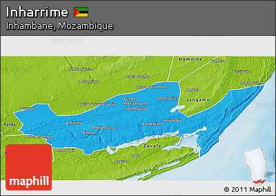 Political 3D Map of Inharrime, physical outside