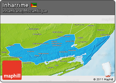 Political 3D Map of Inharrime, physical outside