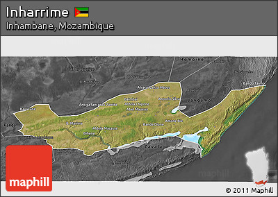 Satellite 3D Map of Inharrime, darken, desaturated