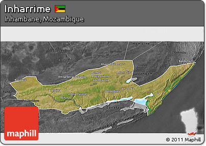 Satellite 3D Map of Inharrime, darken, desaturated