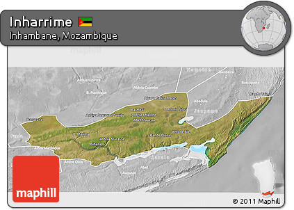 Satellite 3D Map of Inharrime, lighten, desaturated