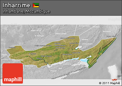 Satellite 3D Map of Inharrime, lighten, desaturated