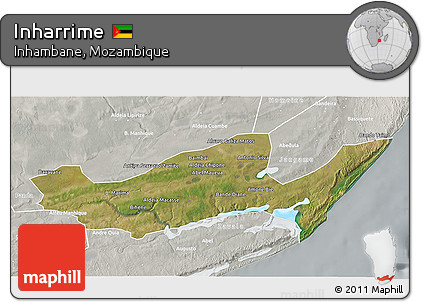 Satellite 3D Map of Inharrime, lighten, semi-desaturated