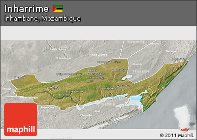 Satellite 3D Map of Inharrime, lighten, semi-desaturated