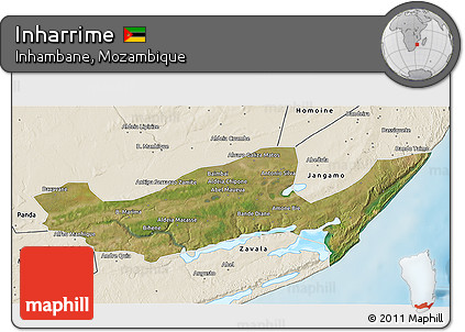 Satellite 3D Map of Inharrime, shaded relief outside