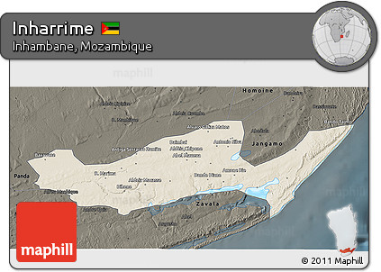 Shaded Relief 3D Map of Inharrime, darken