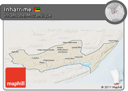 Shaded Relief 3D Map of Inharrime, lighten