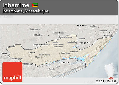 Shaded Relief 3D Map of Inharrime, semi-desaturated