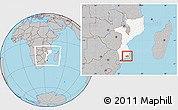 Gray Location Map of Inharrime, highlighted country, within the entire country