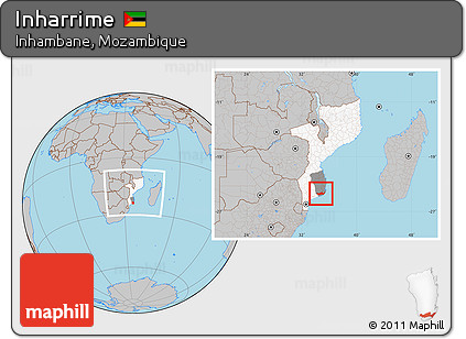 Gray Location Map of Inharrime, highlighted country, highlighted parent region, within the entire country