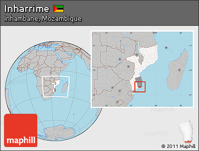 Gray Location Map of Inharrime, highlighted country, highlighted parent region, within the entire country