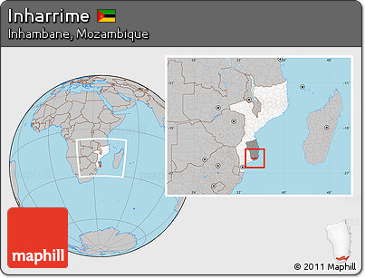 Gray Location Map of Inharrime, highlighted country, highlighted parent region, within the entire country