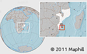 Gray Location Map of Inharrime, highlighted country, highlighted parent region, within the entire country, hill shading