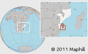 Gray Location Map of Inharrime, highlighted country, highlighted parent region, within the entire country
