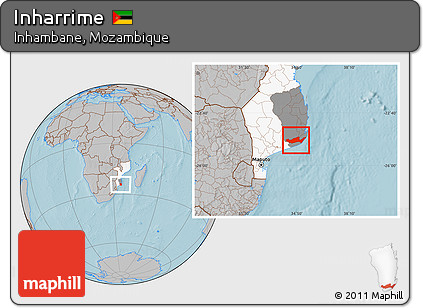 Gray Location Map of Inharrime, highlighted country, highlighted parent region, hill shading