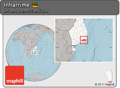 Gray Location Map of Inharrime, highlighted country, hill shading