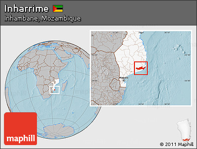 Gray Location Map of Inharrime, highlighted country, hill shading