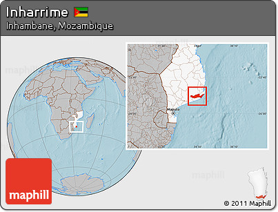Gray Location Map of Inharrime, highlighted country, hill shading